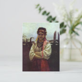 Ilya Repin- Ukranisches Mädchen durch Zaun Postkarte (Stehend Vorderseite)