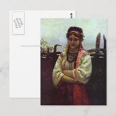 Ilya Repin- Ukranisches Mädchen durch Zaun Postkarte (Vorne/Hinten)