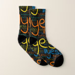 Ilyess Socken<br><div class="desc">Ilyess. Show and wear this popular beautiful male first name designed as colorful wordcloud made of horizontal and vertical cursive hand lettering typography in different sizes and adorable fresh colors. Wear your positive french name or show the world whom you love or adore. Merch with this soft text artwork is...</div>