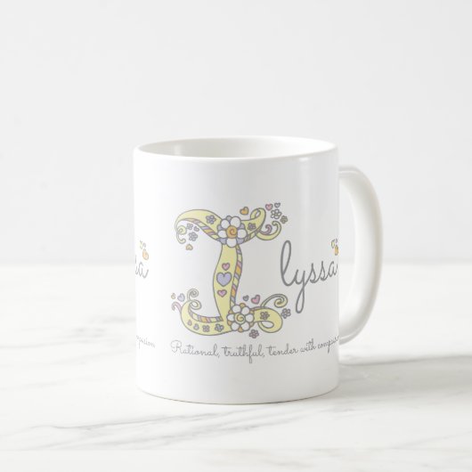 Ilyssa-Buchstabe Ich nenne Monogramm-Tasse Kaffeetasse (VorderseiteRechts)