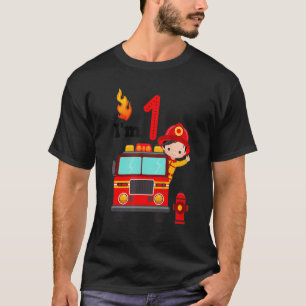 I'm 1st Birthday Boy Fire Engine Truck Toddler Fir T-Shirt