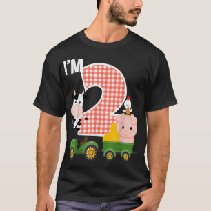 Im 2 Farmtiere Barnyard Tractor 2nd Birthday Pa T-Shirt
