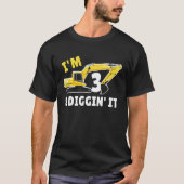 I'm 3 And Digging It 3nd Birthday Party Constructi T-Shirt (Vorderseite)