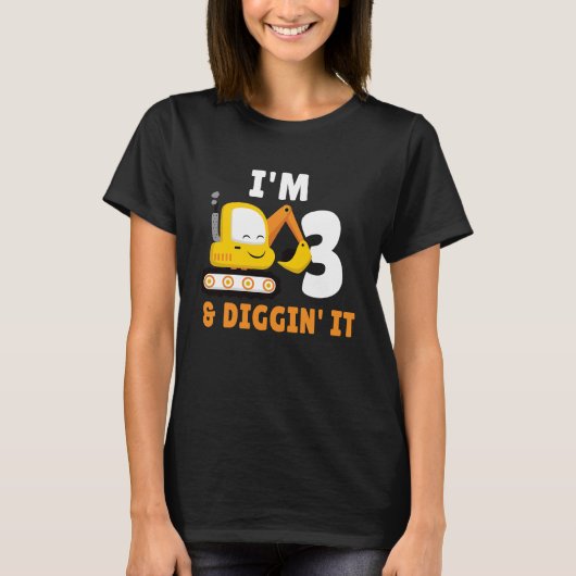 I'm 3 And Digging It 3nd Birthday Party Constructi T-Shirt (Vorderseite)