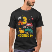 Im 3yr And Digging It 3rd Birthday Construction 3  T-Shirt (Vorderseite)