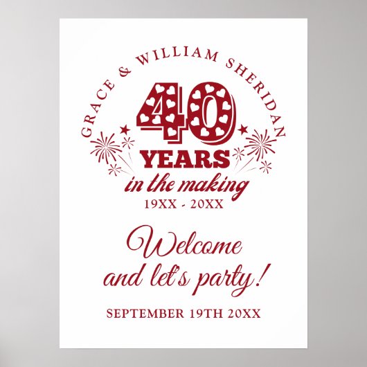 Im 40. Jubiläum Begrüßungszeichen Poster (Vorne)