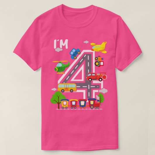 I'm 4 Birthday Boy 4th Bday Train Car Fire Truck A T-Shirt (Design vorne)