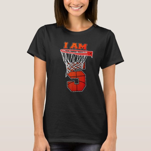 I'm 5 Basketball Theme Birthday Party Celebration T-Shirt (Vorderseite)