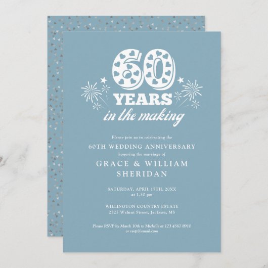 Im 60. Hochzeitstag Einladung (Vorne/Hinten)