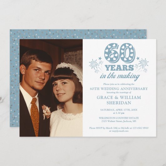 Im 60. Hochzeitstag Foto Einladung (Vorne/Hinten)