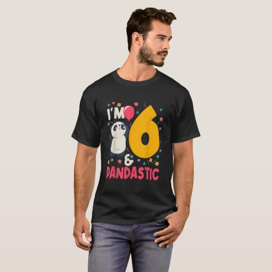 I'M 6 Pandastic Panda Py Celebration 6Th T-Shirt (Vorne ganz)