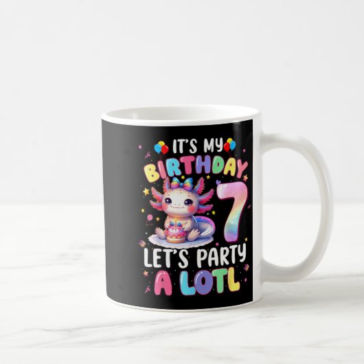 I'm 7th Birthday Girl Cute Axolotl 7 Year Old Bday Kaffeetasse (Rechts)