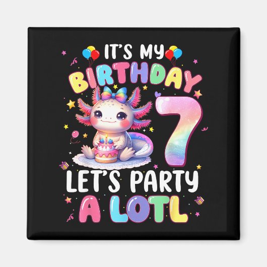 I'm 7th Birthday Girl Cute Axolotl 7 Year Old Bday Magnet (Vorne)
