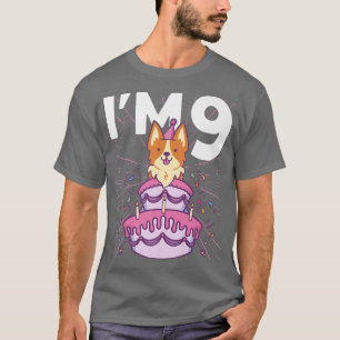 Im 9-tägigen Hunde Party Kinder 9th Birthday Corgi T-Shirt