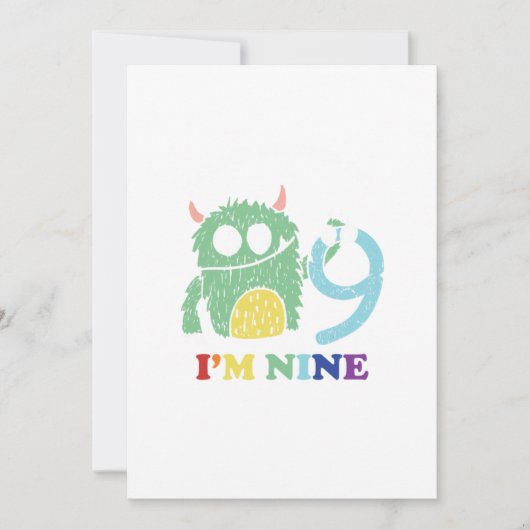 Im A Big Monster Now 9 th Birthday Party Gift Einladung (Vorderseite)