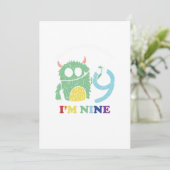 Im A Big Monster Now 9 th Birthday Party Gift Einladung (Stehend Vorderseite)