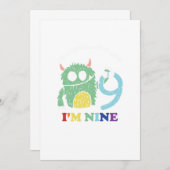 Im A Big Monster Now 9 th Birthday Party Gift Einladung (Vorne/Hinten)