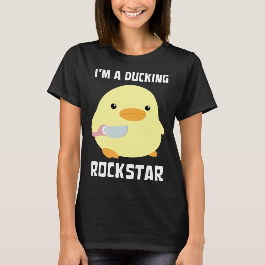 I'm A Ducking Rockstar Duck With Knife Meme T-Shirt (Vorderseite)