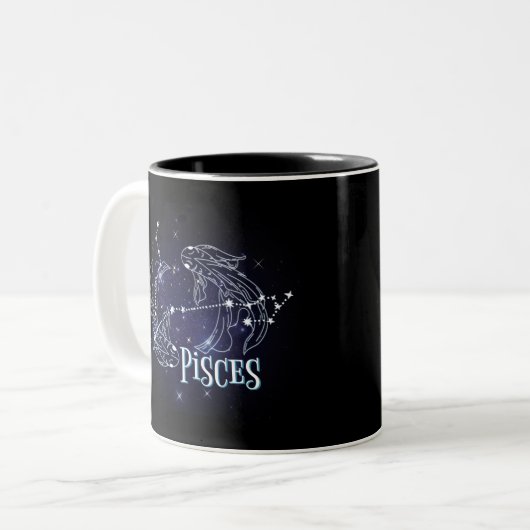 Im A Pisces Zodiac.Trendy Pisces Zodiac Signature Zweifarbige Tasse (Vorderseite Links)