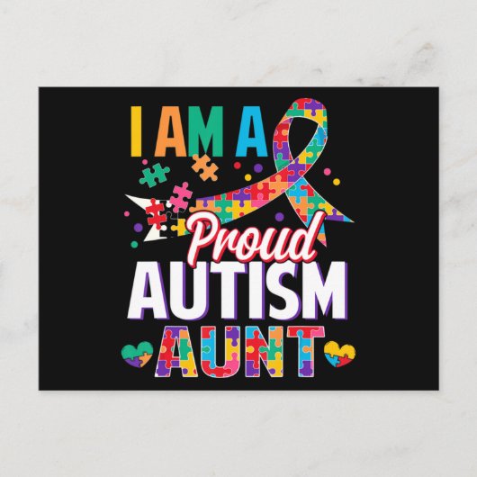 I'm a Proud Autism Aunt Autism Awareness Puzzle Pi Postkarte (Vorderseite)