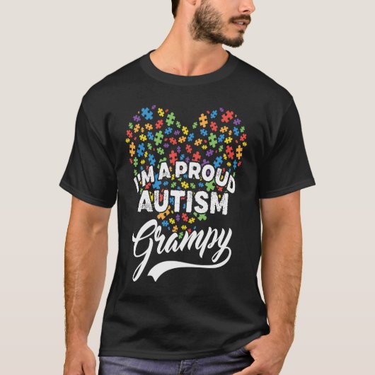 I'm A Proud Autism Grampy Autism Puzzle Heart Awar T-Shirt (Vorderseite)