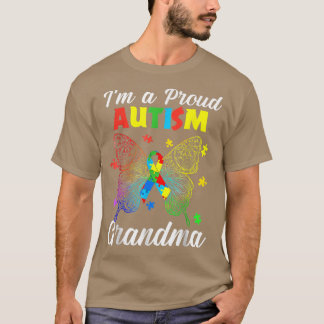 I'm A Proud Autism Grandma Puzzle Ribbon Butterfly T-Shirt