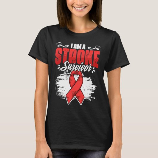 I'm A Stroke Survivor Red Ribbon Stroke Awareness T-Shirt (Vorderseite)