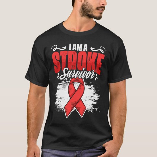 I'm A Stroke Survivor Red Ribbon Stroke Awareness T-Shirt (Vorderseite)