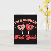 I'm A Sucker For You Candy Heart Groovy Retro Vale Karte (Gelbe Blume)
