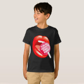 I'm A Sucker For You Red Lips Candy Lollip Valenti T-Shirt (Vorne ganz)