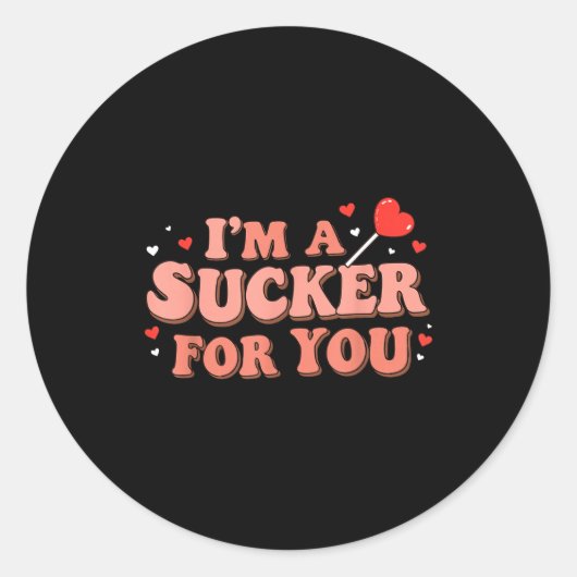 Im A Sucker For You Retro Valentines Day Funny Say Runder Aufkleber (Vorderseite)