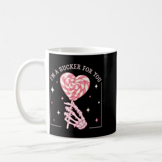 I'm A Sucker For You Skeleton Heart Candy Valentin Kaffeetasse (Links)