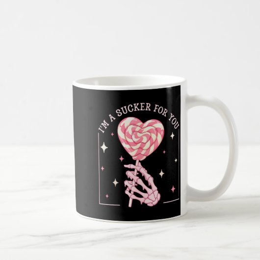 I'm A Sucker For You Skeleton Heart Candy Valentin Kaffeetasse (Rechts)
