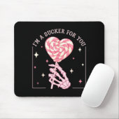 I'm A Sucker For You Skeleton Heart Candy Valentin Mousepad (Mit Mouse)