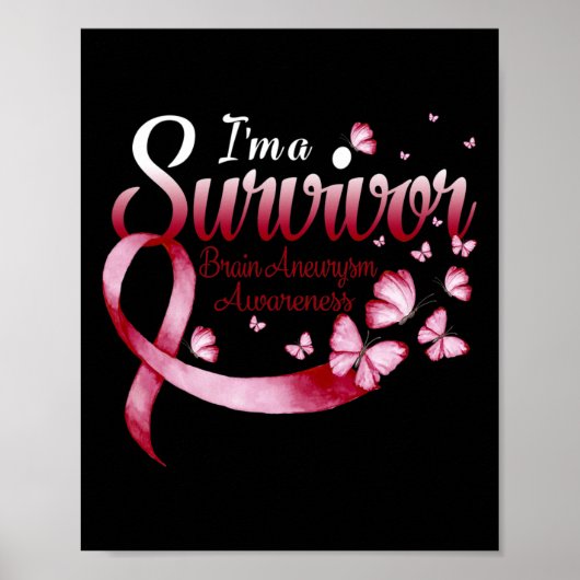 I'm A Survivor Brain Aneurysm Awareness Butterfly  Poster (Vorne)