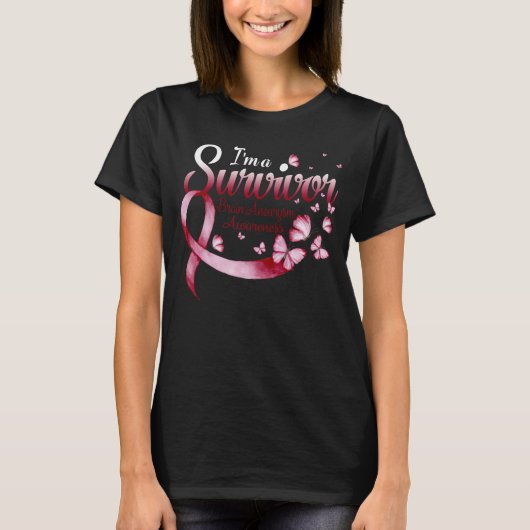 I'm A Survivor Brain Aneurysm Awareness Butterfly T-Shirt (Vorderseite)