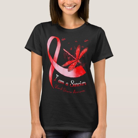 I'm A Survivor Heart Disease Awareness Month Red R T-Shirt (Vorderseite)