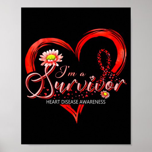 Im A Survivor Heart Disease Awareness Month Red Ri Poster (Vorne)