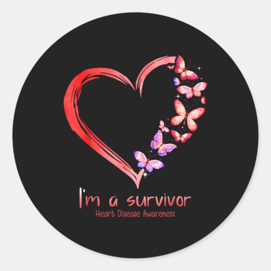 Im a Survivor Heart Disease Awareness Month Red Ri Runder Aufkleber (Vorderseite)