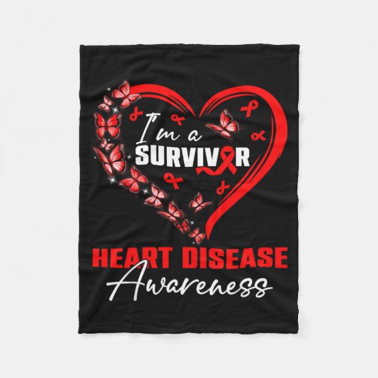 I'm A Survivor Heart Disease Awareness Red Butterf Fleecedecke (Vorderseite)
