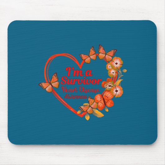 I'm A Survivor Heart Disease Awareness Red Butterf Mousepad (Vorne)