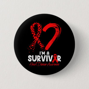 Im a Survivor Heart Disease Awareness Red Ribbon M Button