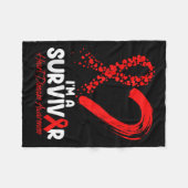 Im a Survivor Heart Disease Awareness Red Ribbon M Fleecedecke (Vorderseite (Horizontal))