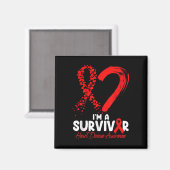 Im a Survivor Heart Disease Awareness Red Ribbon M Magnet (Vorderseite/Rückseite)