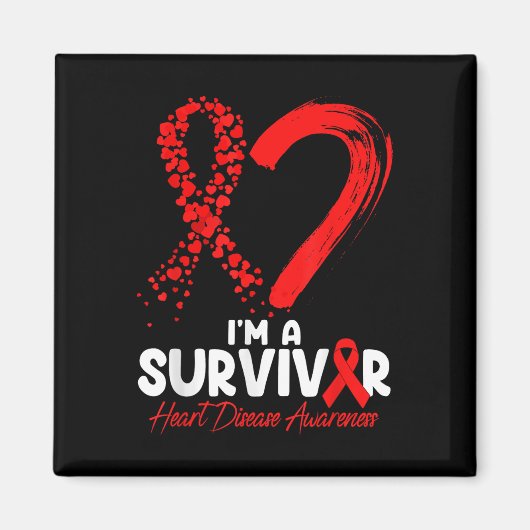 Im a Survivor Heart Disease Awareness Red Ribbon M Magnet (Vorne)