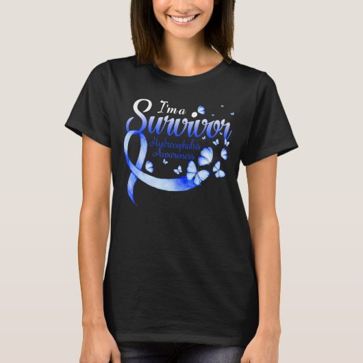 I'm A Survivor Hydrocephalus Awareness Butterfly R T-Shirt (Vorderseite)