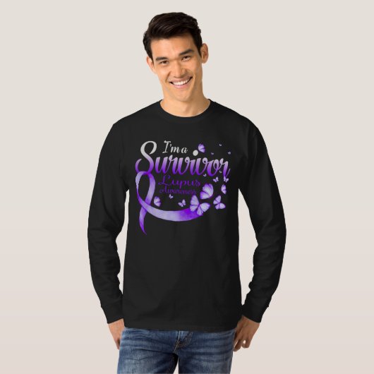 I'm A Survivor Lupus Awareness Butterfly Ribbon T-Shirt (Vorne ganz)