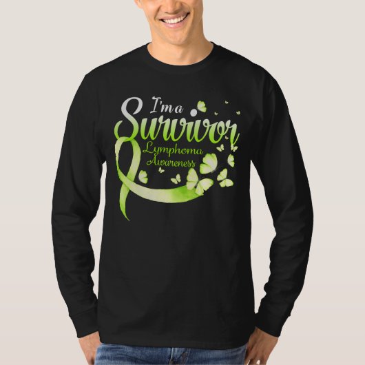 I'm A Survivor Lymphoma Awareness Butterfly Ribbon T-Shirt (Vorderseite)