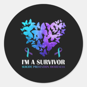 Im a Survivor Suicide Prevention Awareness Butterf Runder Aufkleber
