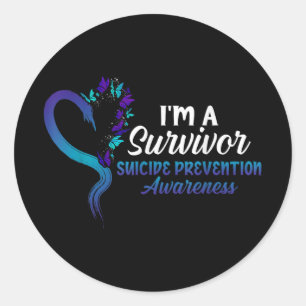 Im a Survivor Suicide Prevention Awareness Butterf Runder Aufkleber